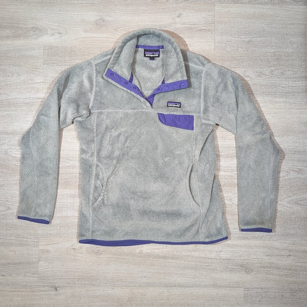 Patagonia Womens Re-Tool Snap-T Fleece Pullover Medium Gray Purple Jacket